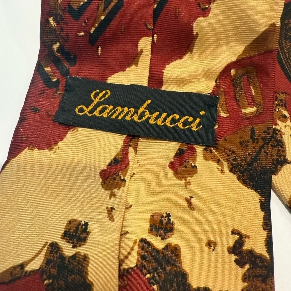 Rare Vintage Lambucci Hotel Carlton Lille Red and Gold Tie